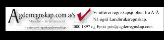 4000 1897 og Epost post@agderregnskap.com  Vi utfører regnskapsjobben fra A-Å Nå også Landbruksregnskap.