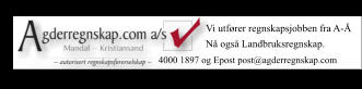 4000 1897 og Epost post@agderregnskap.com  Vi utfører regnskapsjobben fra A-Å Nå også Landbruksregnskap.